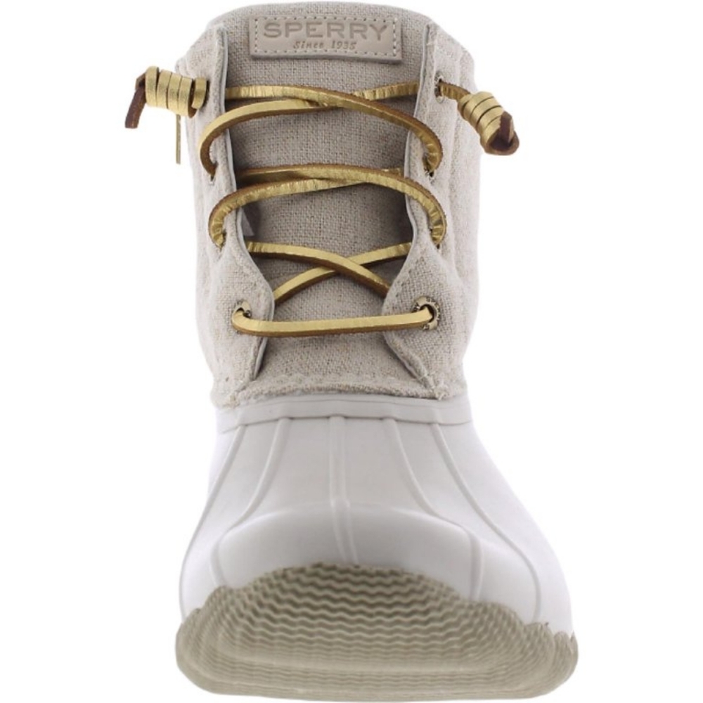 Sperry Women's Saltwater Sparkle Metallic Ankle Boots Ivory Size 10 - Picture 3 of 3